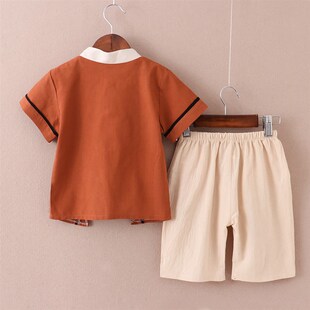 男童汉服夏装儿童唐装古风女童中式套装宝宝夏季周岁礼服中国风棉