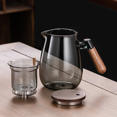 加厚防爆飘逸杯泡茶壶玻璃内胆过滤网侧把带盖泡茶杯家用商用茶具