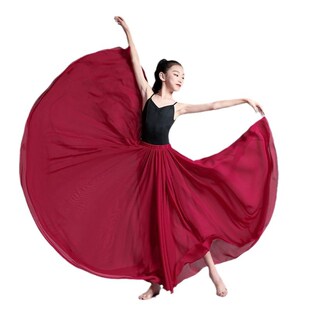 儿童720度大摆裙双层古典舞蹈裙祖国万疆舞蹈演出练习女童半身裙