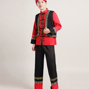 新款苗族舞蹈演出服成人男女少数民族服装土家族葫芦丝表演服长裙