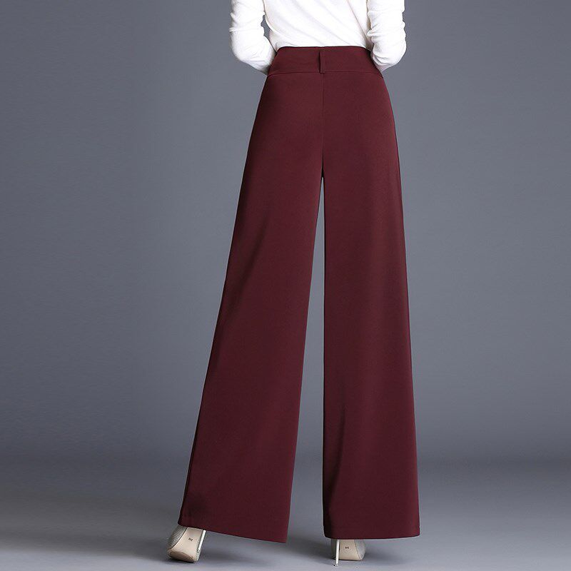 薄款垂顺坠感南韩丝垂顺女阔腿裤显瘦阔脚裤大直筒职业西裤舞蹈裤