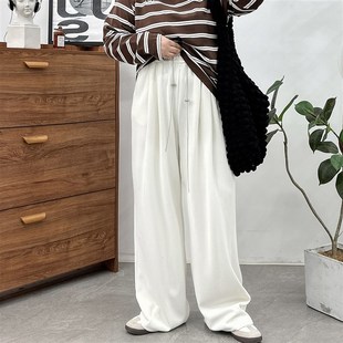 微胖mm阔腿裤百搭垂感直筒休闲裤女秋季大码高腰长裤宽松显瘦裤子