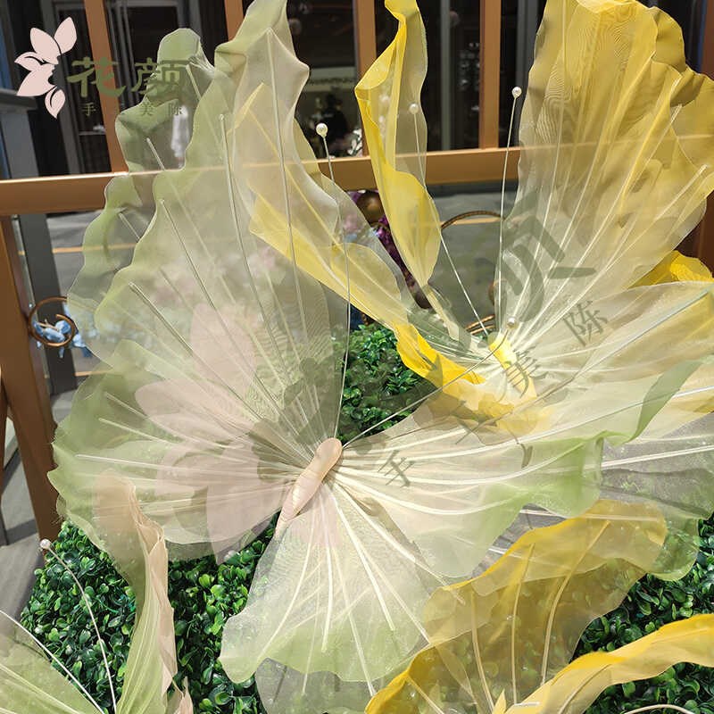 网红纸艺花真丝蝴蝶造景手工装饰美陈婚礼舞台布景节庆拍摄道具