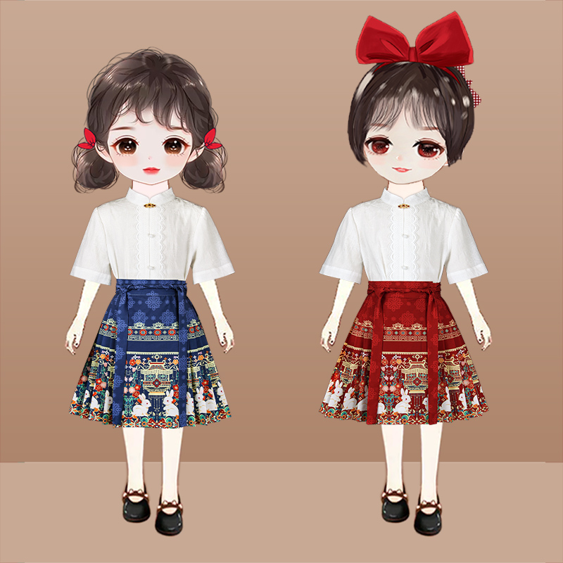 马面裙女童夏装儿童汉服连衣裙古装高端中国风唐装小女孩古风套装