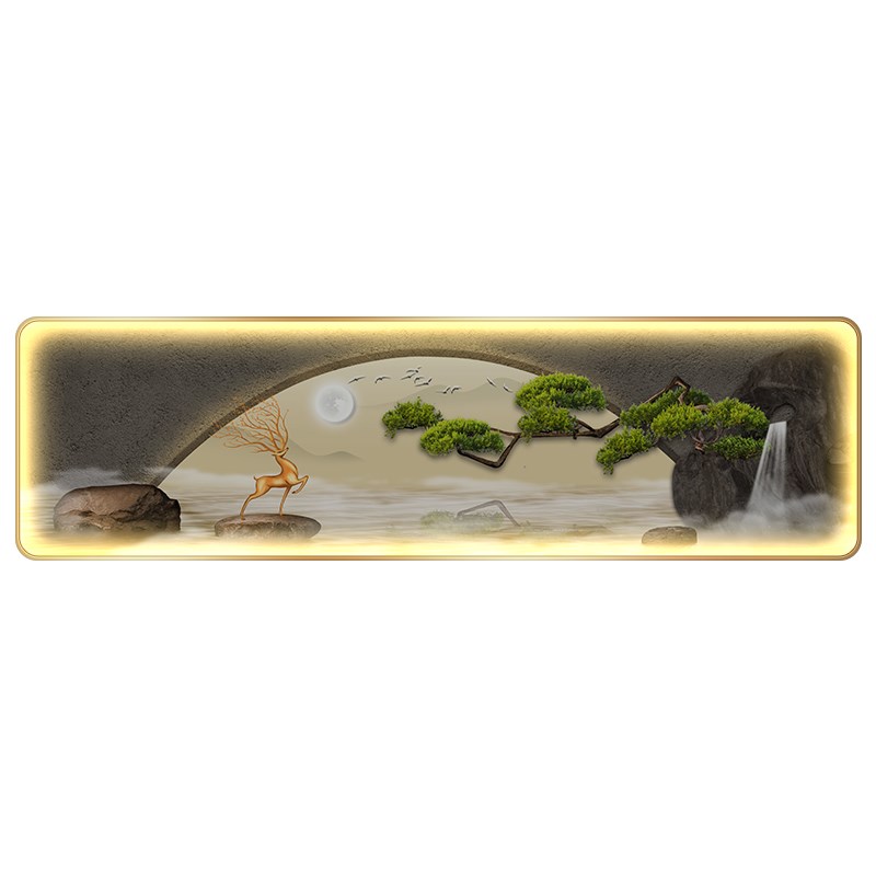 迎客松客厅装饰画带led灯高级A感沙发背景墙挂画麋鹿卧室床头壁画图片