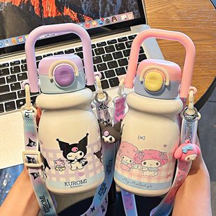 三丽鸥保温杯女生高颜值双饮水杯儿童学生上学便携可爱吸管杯子