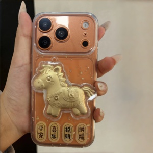 金色小马适用苹果16promax手机壳iPhone15新款17华为mate60荣耀vivos20国潮风oppo13小米15红米note14创意12
