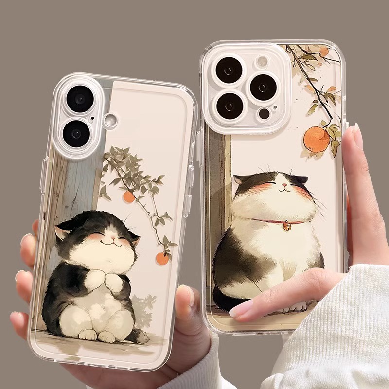 呆萌小猫维加可爱小猫手机壳16plus13新款12mini个性15乘凉11Pro防摔6/7/8plus保护xr/xsmax