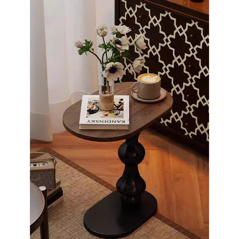 卧室客厅中世纪沙发边桌窄实木小茶几覆古阳台休闲角桌花桌杯桌床