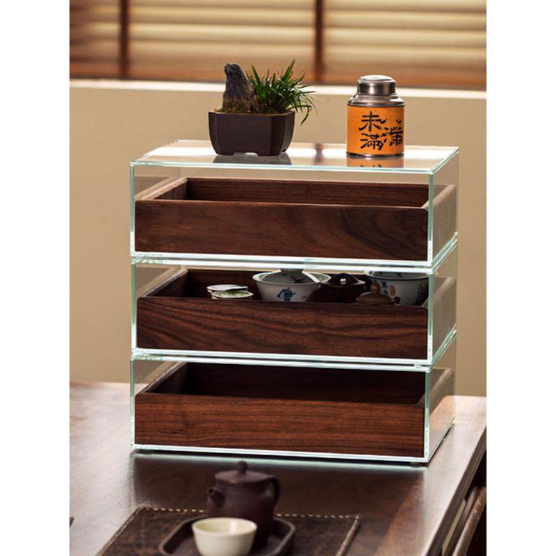 北美黑胡桃木实木牙科茶具防尘收纳盒桌面展示柜钢化玻璃榫卯结构,收纳整理,茶具收纳盒,淘宝优惠券,粉丝福利购,淘宝优惠卷