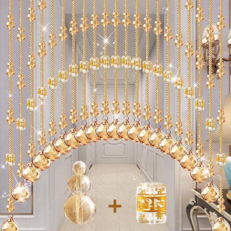 特惠子门帘帘芦帘免水晶亮卧室698隔断款葫玄关打孔吊新饰珠帘客