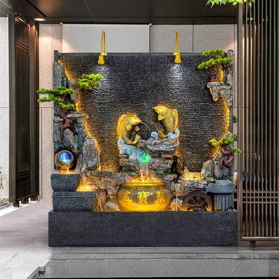 大型水幕墙观流水ODT屏风假喷泉隔断别地墅庭院民宿带山景客厅落