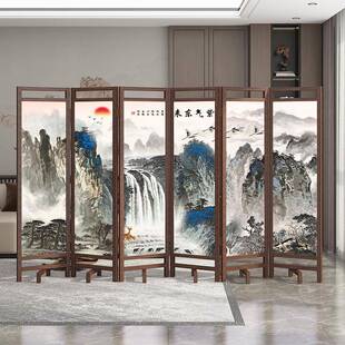 实隔木屏风饰断客厅2025新款叠新中式家用折985屏可移动折酒店装