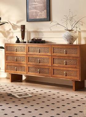 新中式实木斗柜古风藤中编用九斗柜现代简约家餐厅白蜡木餐NZC边