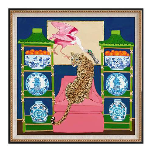 法式中风青花瓷豹挂国画MGY美复古小众艺术厅装饰客画餐厅玄关式