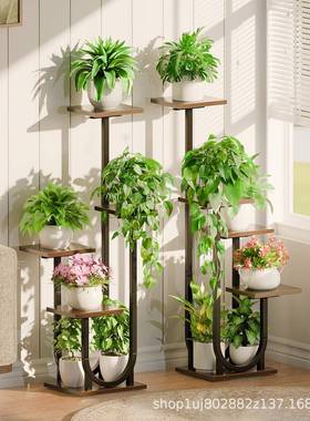 铁木室内植物架带生长灯5层植落架客厅角花物院架庭装饰ULB展示架