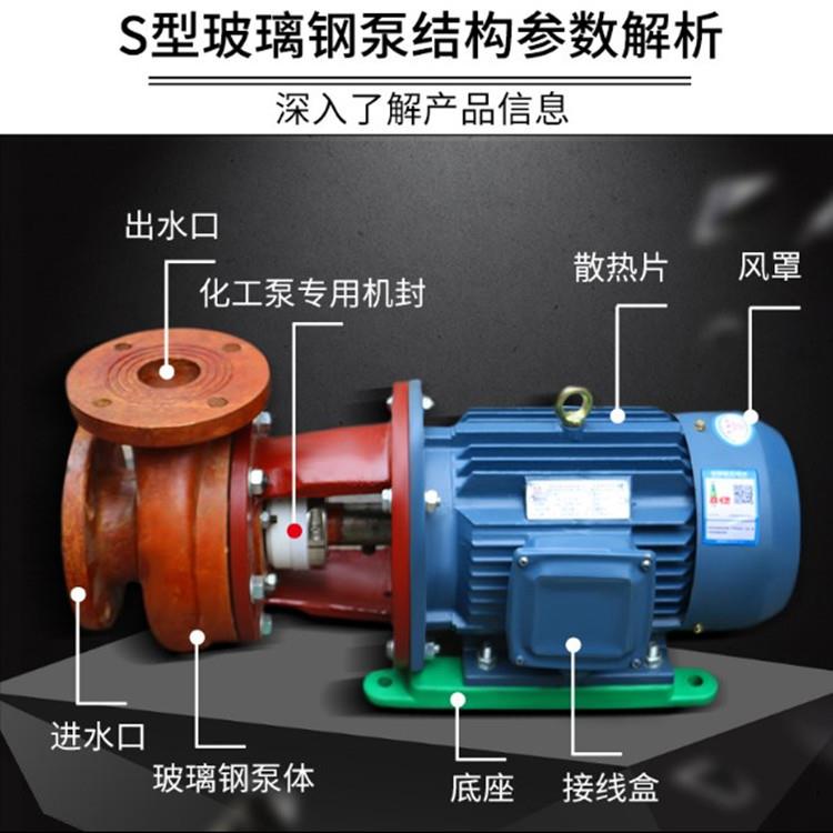 玻璃钢泵FSS耐腐酸890蚀2防碱泵2.KW玻/璃钢化工泵高扬程循环化工