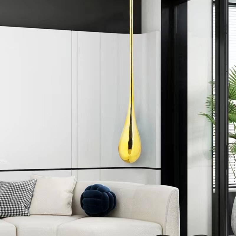 售楼处展厅酒店大堂吊装水滴雕塑轻奢电镀挂饰商业中心样板间饰品