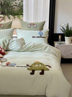 屿川优选丨通秋冬加厚棉磨毛卡风床QLN四件套纯棉上毛巾全绣床上