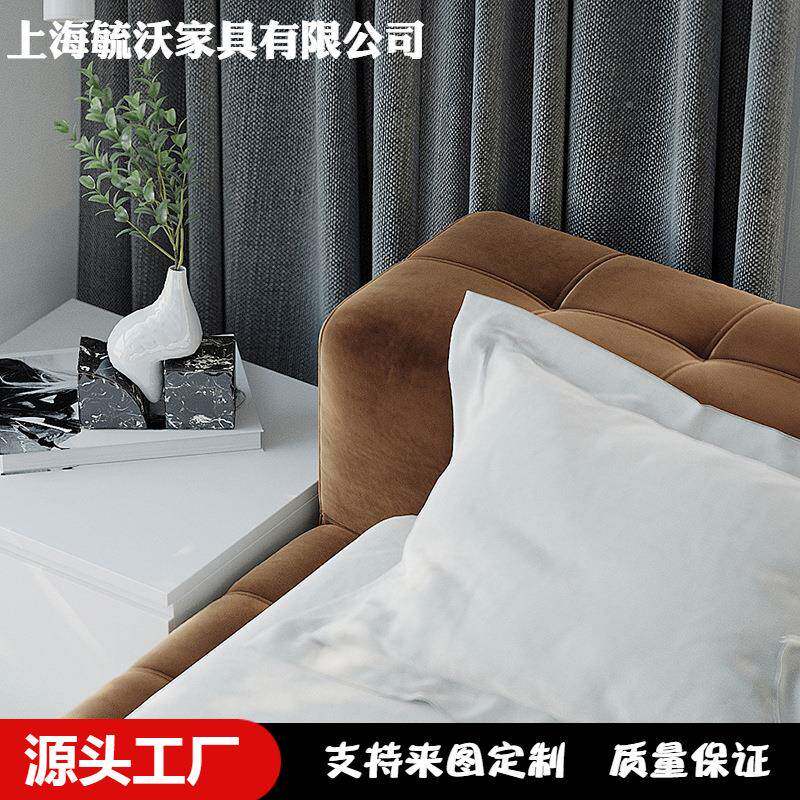 方床1.8m现代双简约轻奢床卧室绒布1mBMN.5布艺床主卧人床榻块榻