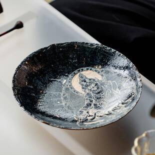 手意工陶制洛宸神壶承唐卡-财高颜值创家用FPD陶瓷壶托果黄盘养壶