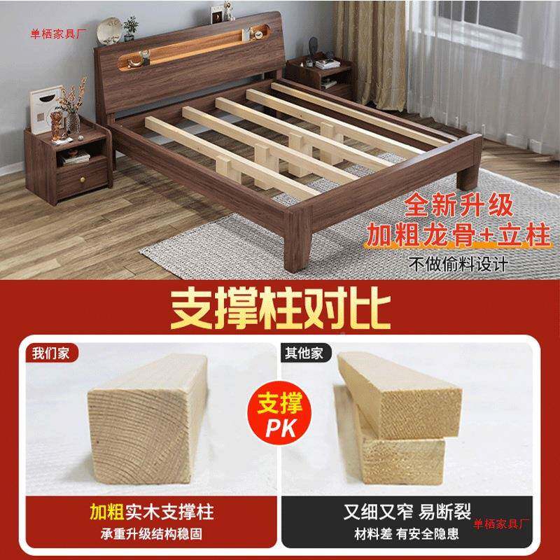 实木现代约家用主卧1.5床米1.m双人板式床床经济型出8租房单人简