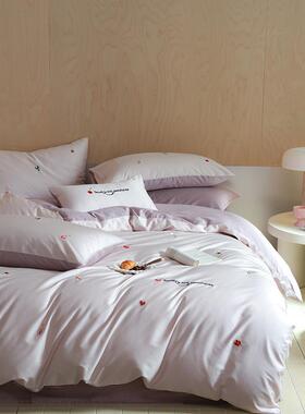 02BDS2件5新款A类趣味列全棉长系绒棉插画绣花四套三件套-樱桃