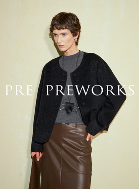 PRE PREWORKS至简考究轻奢感100%羊毛双面呢百搭圆领短外套