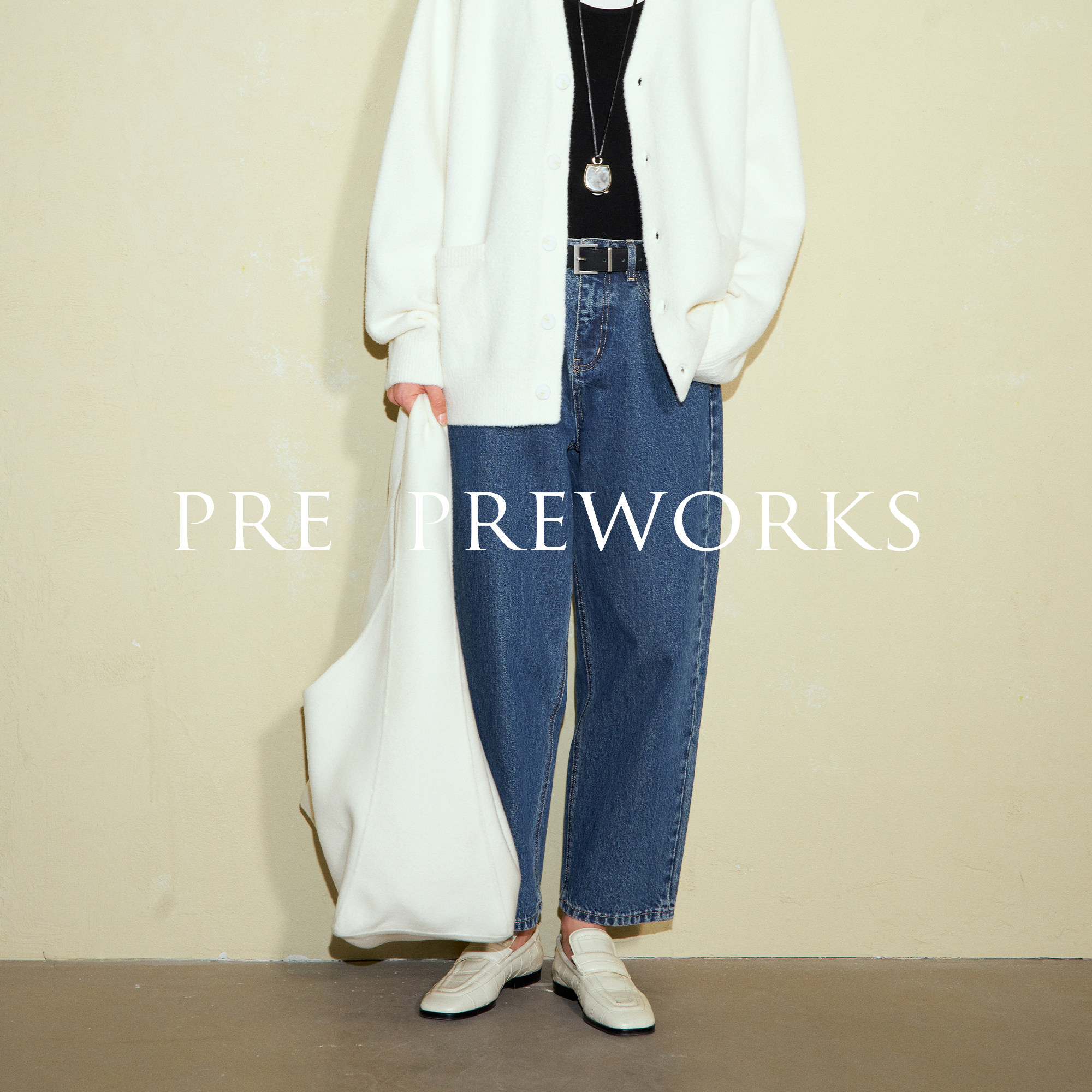 北欧风立体香蕉型重磅牛仔九分裤