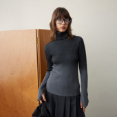 慵懒时髦高领针织衫 PRE PREWORKS简约渐变设计显瘦毛衣