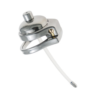 姹趣CB锁不锈钢阴茎短款贞操锁锅盖配长软管导尿锁阳金属笼子锁鸟