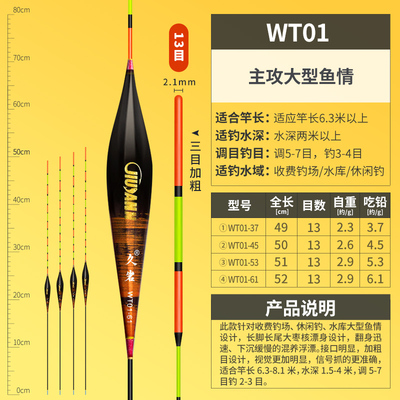 久岩WT大物鲢鳙专用漂甩大鞭高灵敏加粗醒目碳素草鳊翘长行程鱼漂