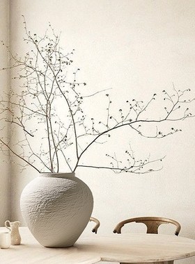 侘寂风肌理e石纹花瓶高级感家居客厅插花电视柜酒店装饰