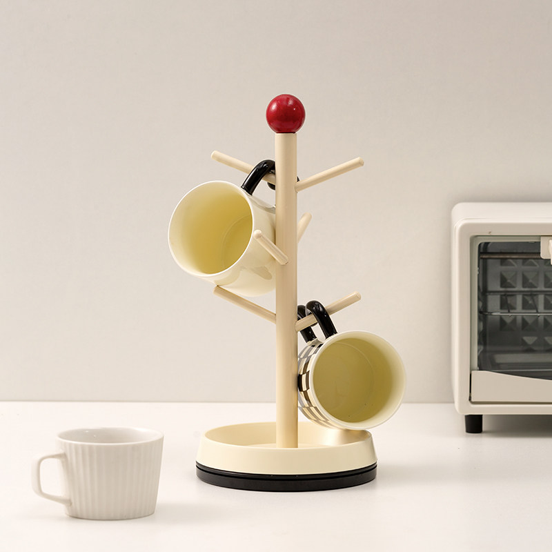 Epeiushome可旋转北欧实木杯架茶杯水杯挂架家用收纳置物架钥匙架