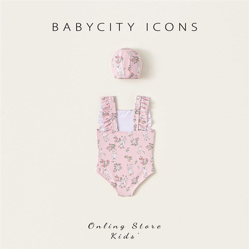 贝贝城女宝宝泳衣2025新款儿童游泳衣服洋气女孩吊带连体泳装夏装