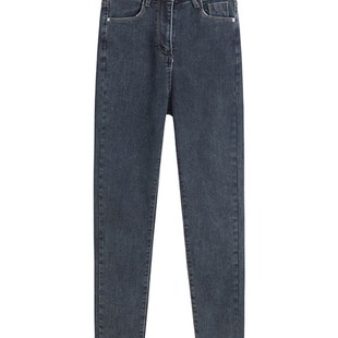 小个子女装140七分加绒铅笔牛仔裤女秋冬高腰弹力紧身九分小脚裤9