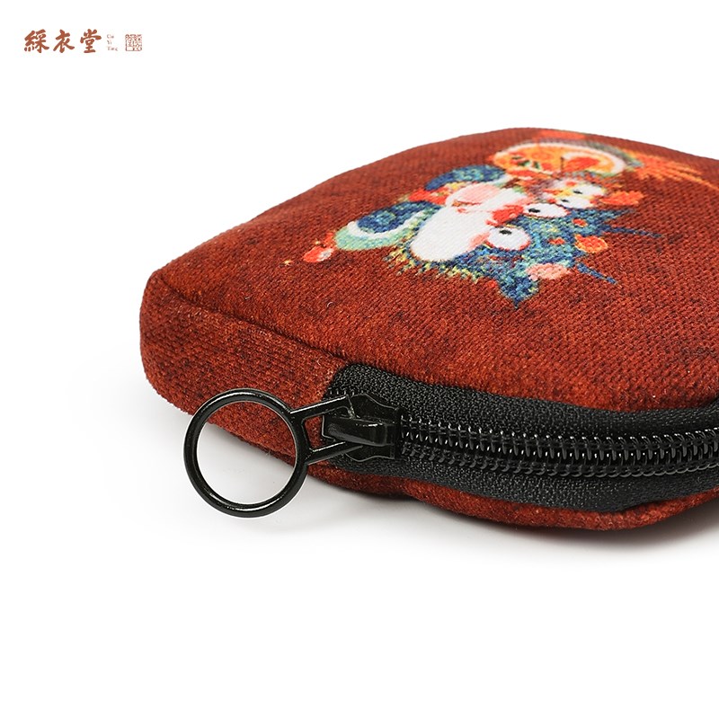 彩衣堂黑森 国风龙新年零钱包耳机包便携收纳迷你钱包钥匙扣包