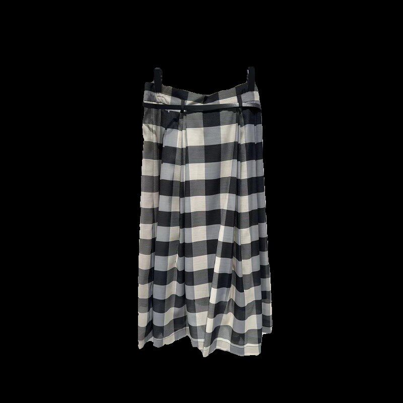 黑白格半身裙三彩虹2024夏装百搭格子高腰A字长裙子S24211308Q00