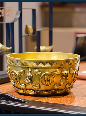 铜韵堂丨沈万三聚宝盆实心客厅大摆件送领导长辈乔迁开业高档礼品