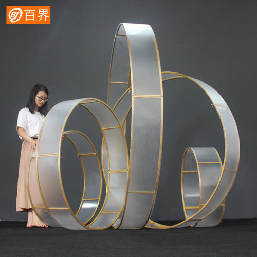 百界新款铁艺婚庆道具空中挂件五环之歌婚礼舞台装饰吊顶圆环PVC