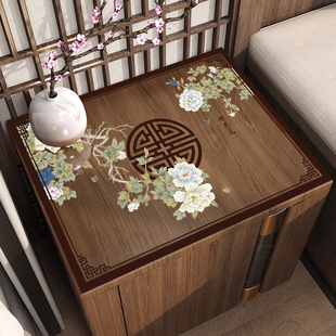 新中式透明牀头柜盖布方形茶几桌布防水桌垫边几桌面保护垫PVC软