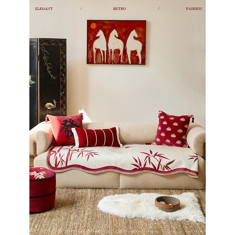 蜡笔派新中式發财抱枕氛围感红色新年喜庆抱枕客厅沙发靠垫抱枕
