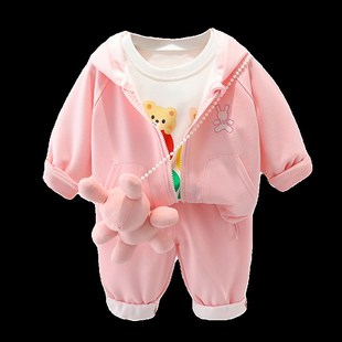 婴儿童装0女童春装洋气1-4岁套装公主春秋天衣服女宝宝时髦三件套