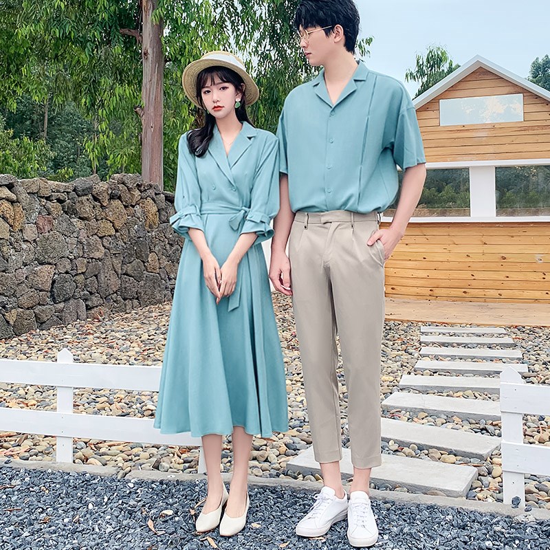 disoo情侣装夏装2025春季新款超火不一样套装你衣我裙高级感衬衫