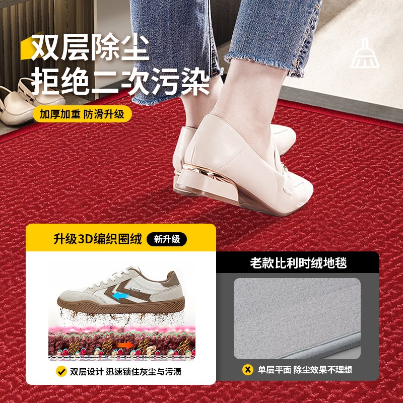 新年红色喜庆入户门地垫门口室内进门地毯玄关脚垫防滑可定制尺寸