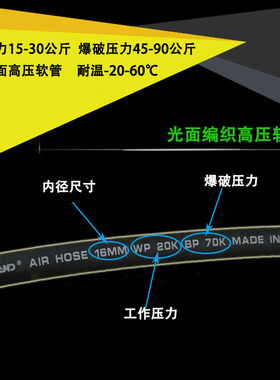 红色蓝色橡胶管黑色光面空气软管 工业及压缩机用气管内径19mm8mm