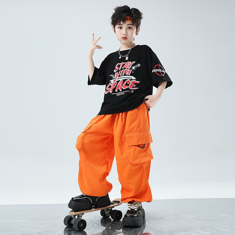 爵士女童男童街舞演出服儿童嘻哈模特走秀时髦架子鼓舞蹈表演潮装