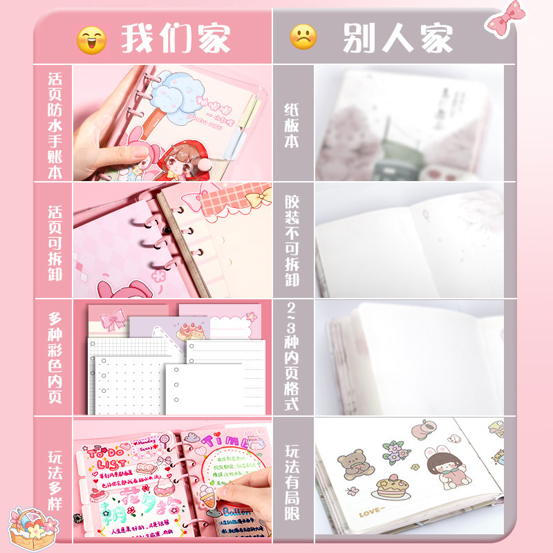 柚嘟嘟活页手账本套装礼盒装女生笔记本高颜值精致日记本记录女孩,文具电教/文化用品/商务用品,笔记本/记事本,淘宝优惠券,粉丝福利购,淘宝优惠卷