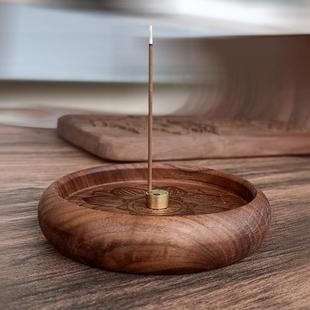 香插底座线香木质香钵线香座家用线香熏香炉中式 禅意香托家用室内