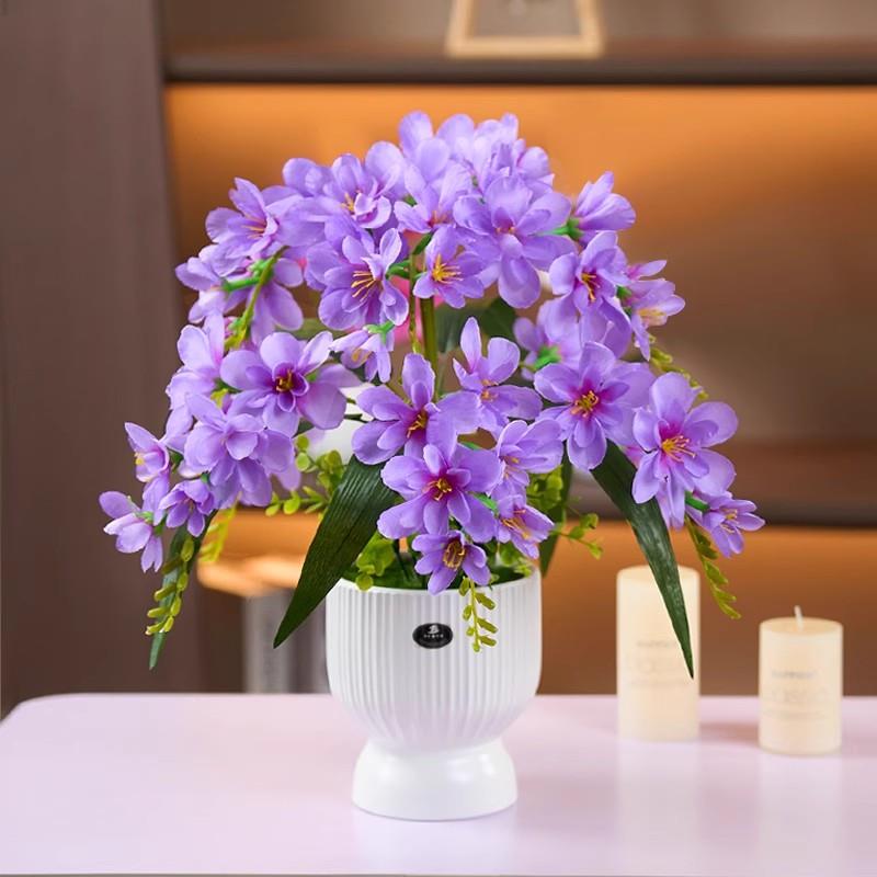 香雪兰仿真花摆设餐桌摆花装饰花艺摆件假花干花花束轻奢高档花卉